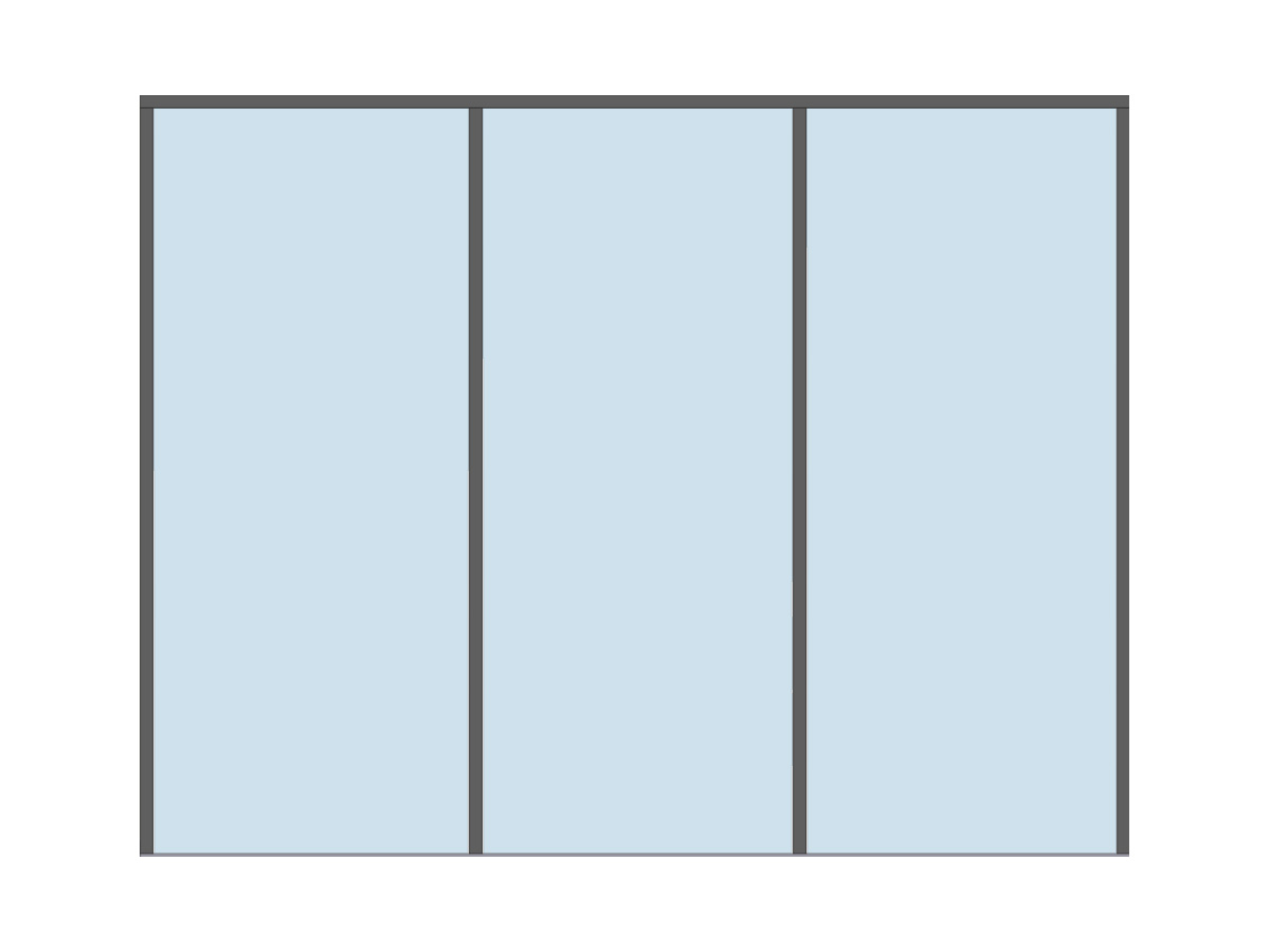 Glazen schuifwand, 3 glasplaten, 2850mm, DIYGS33