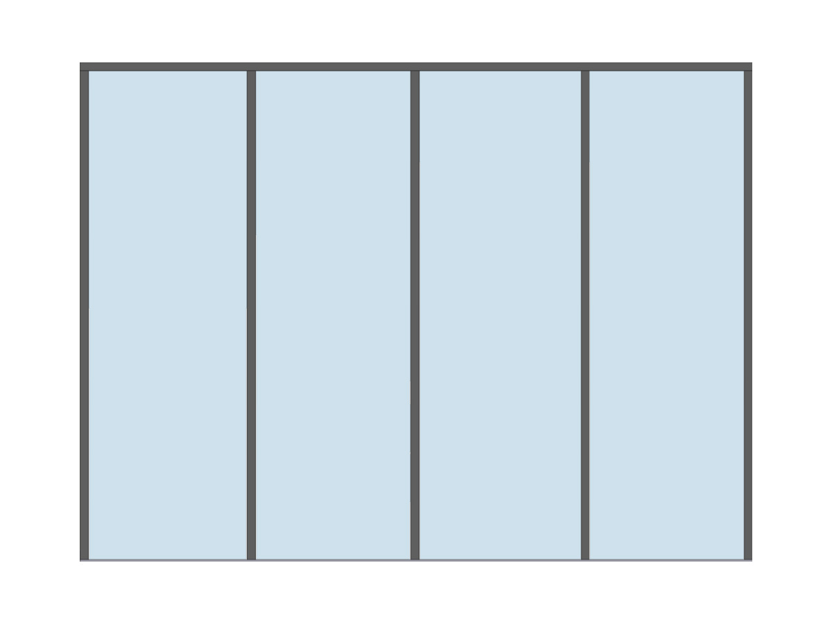 Glazen schuifwand, 4 glasplaten, 2850mm, DIYGS34